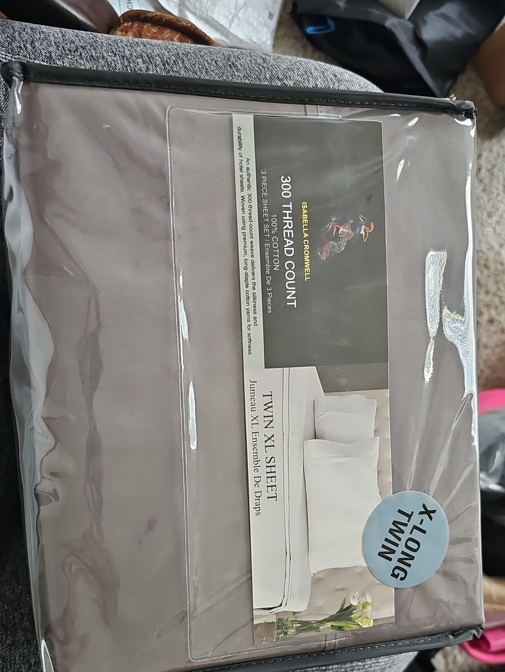 300 Thread Count Twin XL Sheet Set - Taupe